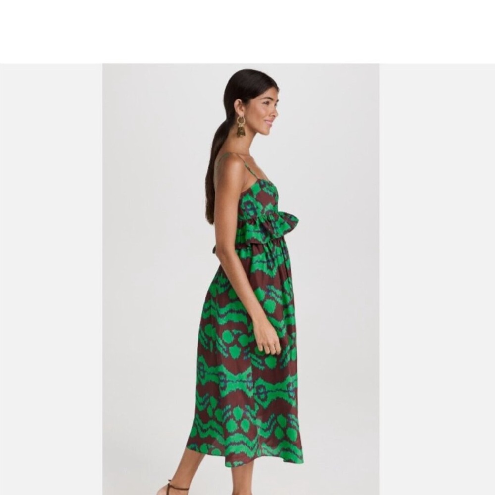 Ulla Johnson Green and Brown Patterned Dress - Picture 4 of 13